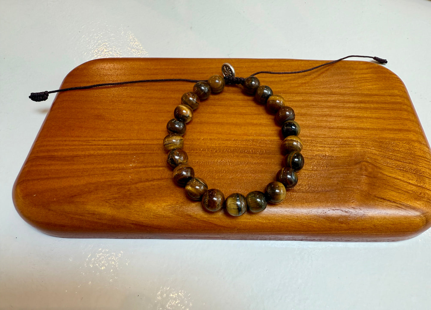 Tiger Eye Beaded Bracelet – Adjustable Handmade Protection Jewelry