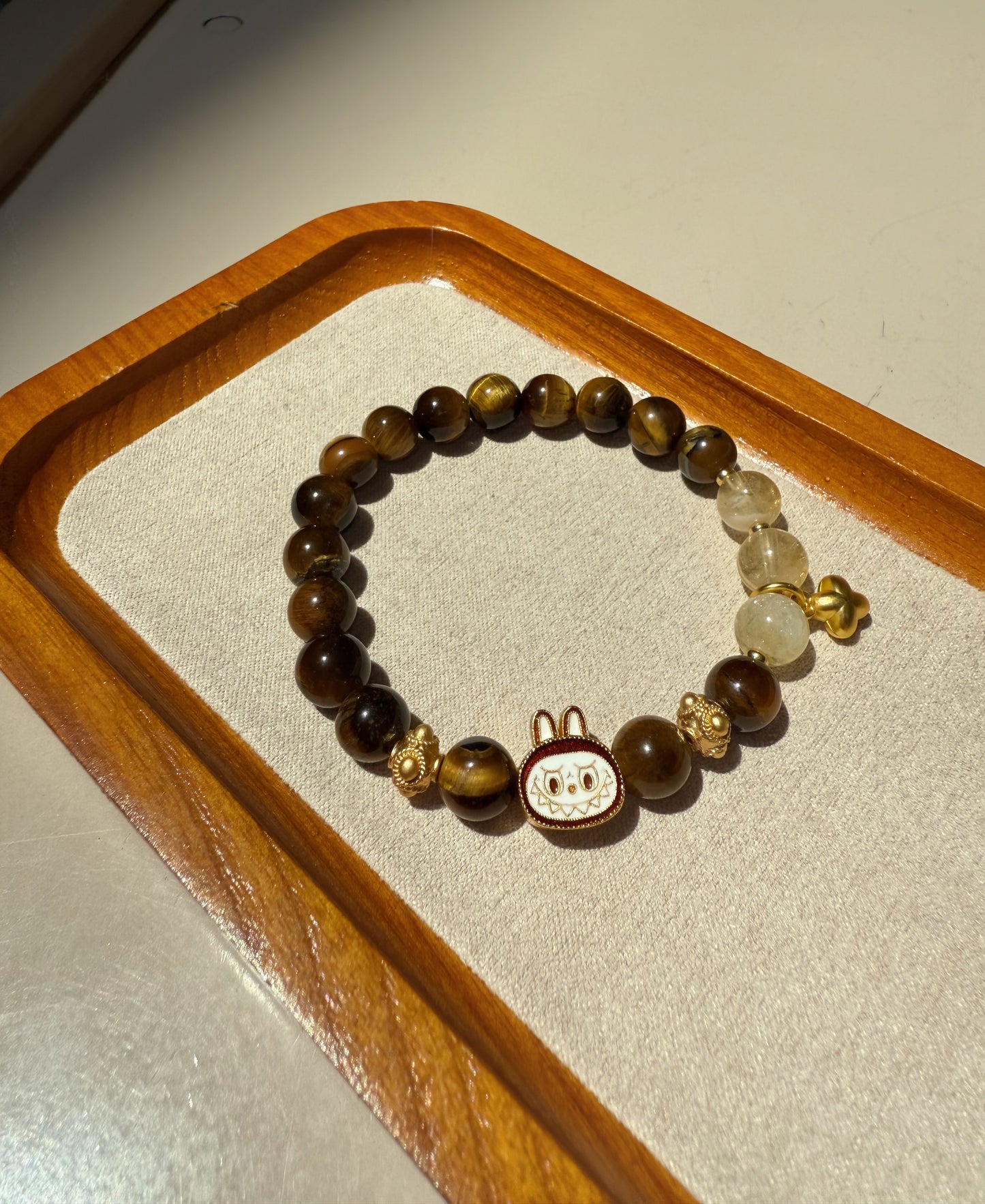 Lububu Couple Bracelet – Tiger Eye & Rose Quartz)