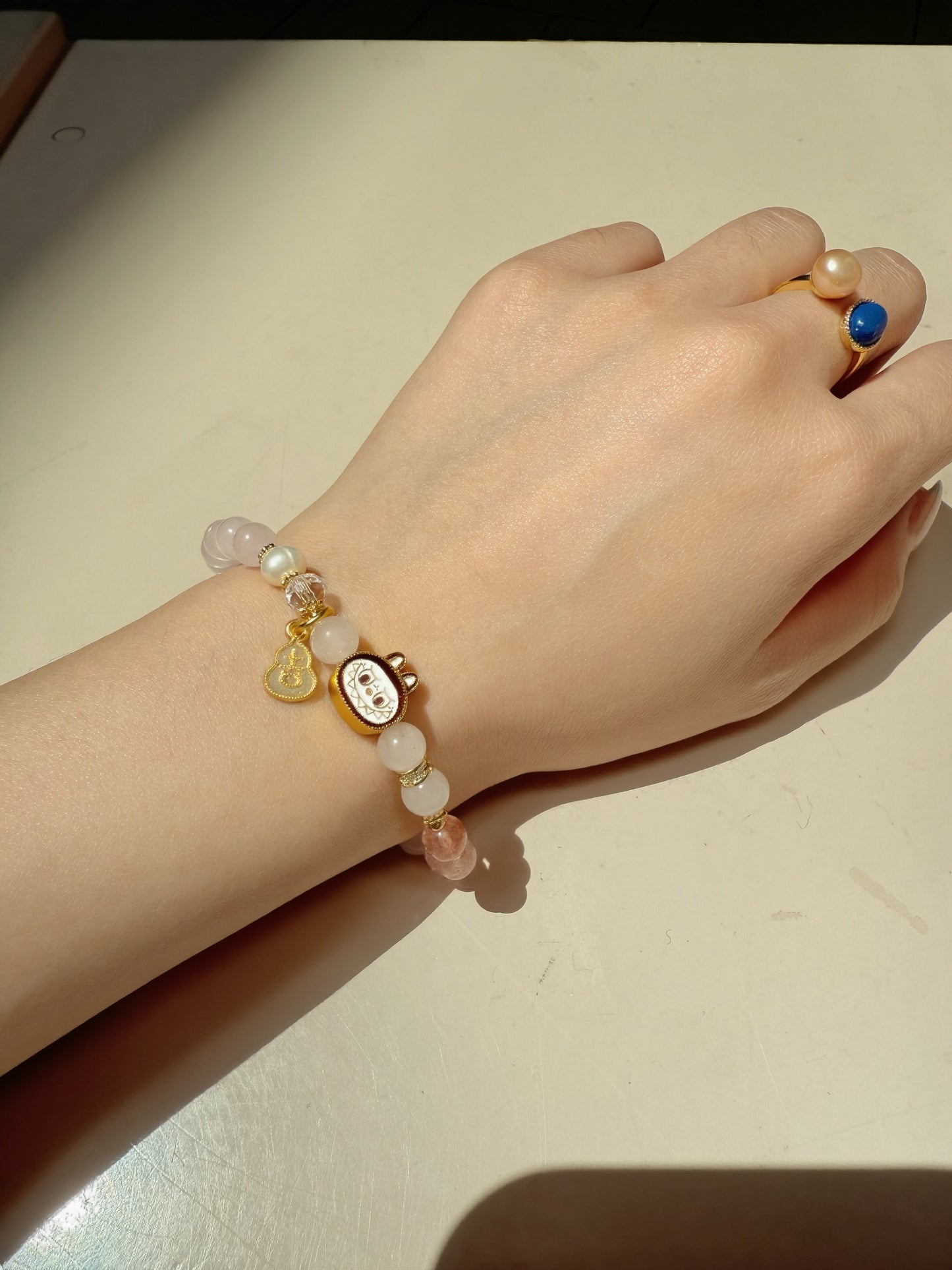 Lububu Couple Bracelet – Tiger Eye & Rose Quartz)