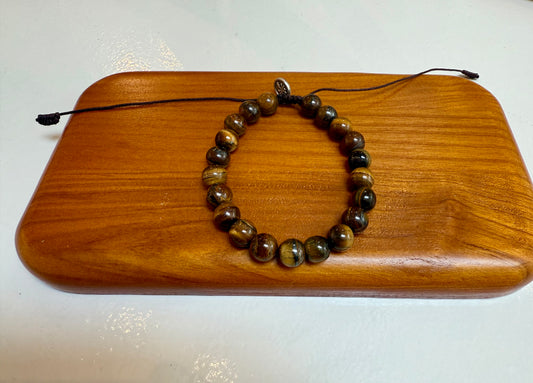 Tiger Eye Beaded Bracelet – Adjustable Handmade Protection Jewelry