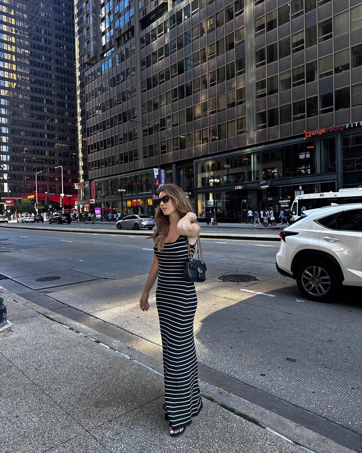 Striped Knitted Long Skirt